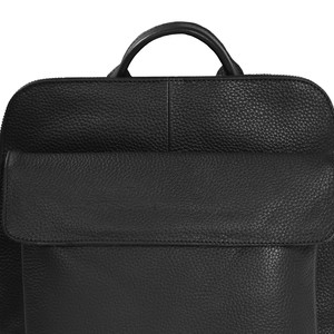 Black Leather Flap Pocket Backpack from Sostter