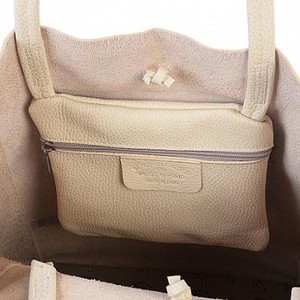 Ivory Pebbled Leather Tote Shopper from Sostter