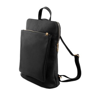 Black Soft Pebbled Leather Pocket Backpack | Byler from Sostter
