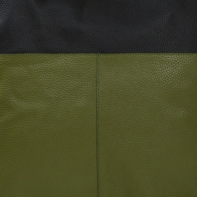 Olive & Black Two-Tone Leather Tote Bag with Strap from Sostter