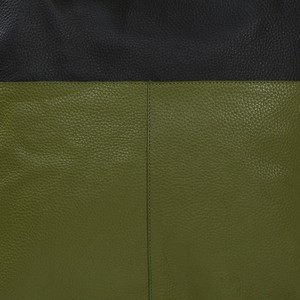 Olive & Black Two-Tone Leather Tote Bag with Strap from Sostter