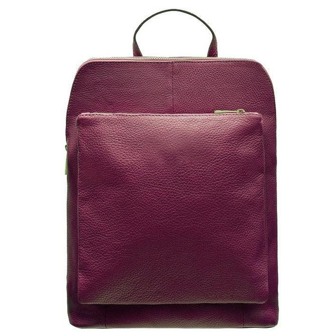 Maroon Soft Pebbled Leather Pocket Backpack from Sostter