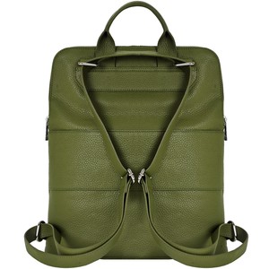 Olive Green Leather Flap Pocket Backpack from Sostter