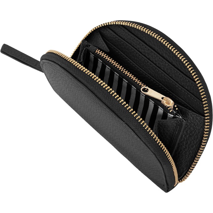 Black Leather Zip Around Half Moon Purse from Sostter