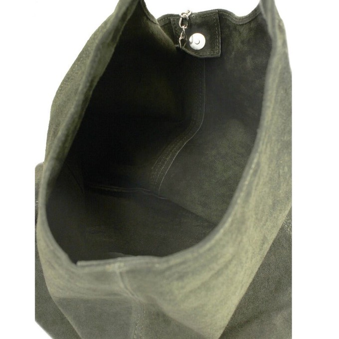 Olive Green Italian Suede Hobo Shoulder Bag from Sostter