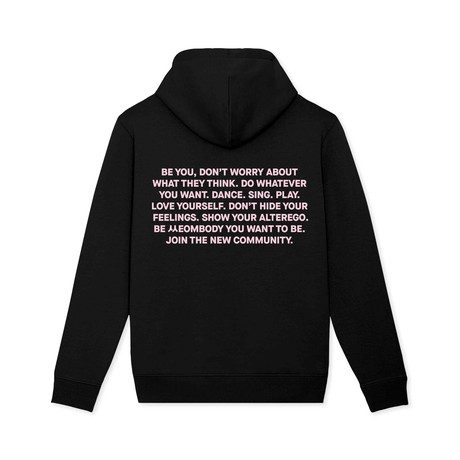 MANIFESTO BLACK HOODIE from SSEOM BRAND