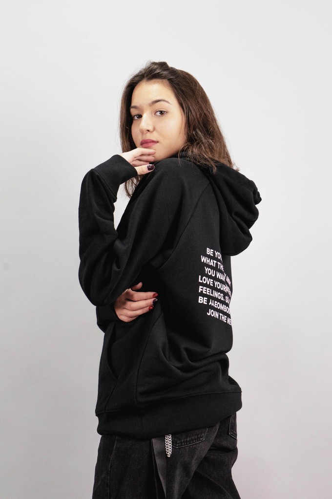 MANIFESTO BLACK HOODIE from SSEOM BRAND