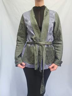 Upcycled Jacquard Kimono Jacket via Stephastique