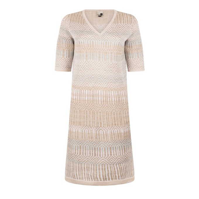 Berber Tribal Jacquard Linen Blend Dress – White/Neutrals from STUDIO MYR
