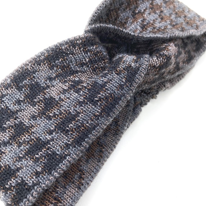 Raven Pied-De-Poule Jacquard Knit Merino Blend Hairband - Grey/Brown Blend from STUDIO MYR