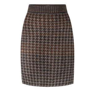 Raven Pied-De-Poule Jacquard Knit Merino Blend Pencil Skirt - Grey/Brown Blend from STUDIO MYR