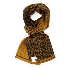 Wood Gradient Graphic Jacquard Knit Cotton Scarf – Mustard/Black from STUDIO MYR