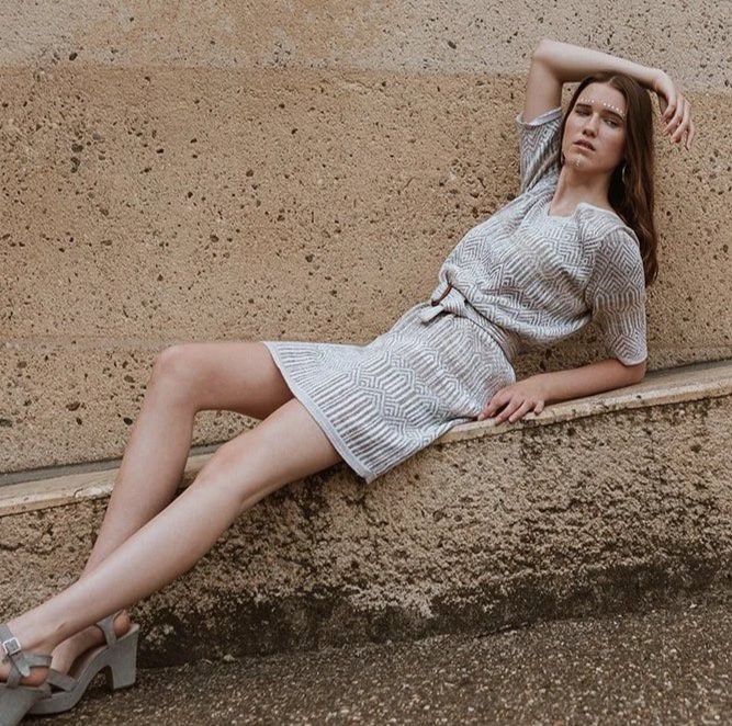 Berber Tribal Jacquard Linen Blend Dress – White/Neutrals from STUDIO MYR