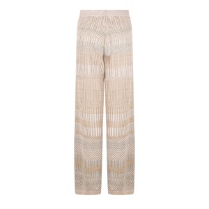 Berber Graphic Jacquard Linen Blend Knitted Palazzo Trousers - White/Neutrals Blend from STUDIO MYR