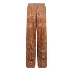 Himba Graphic Jacquard Linen Blend Knitted Palazzo Trousers - Brown/Neutrals Blend from STUDIO MYR