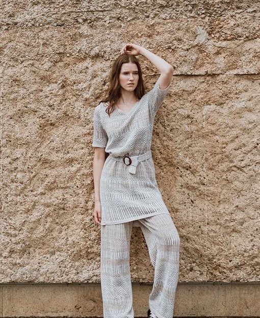 Berber Tribal Jacquard Linen Blend Dress – White/Neutrals from STUDIO MYR
