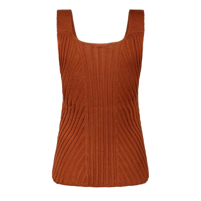 Siena Rib Knitted Square Neck Mercerised Cotton Tank Top - Rust Brown from STUDIO MYR