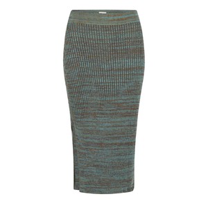 Raindrops Rib Knit Pencil Midi Skirt With Sparkles - Teal Blue Merino Wool Blend from STUDIO MYR