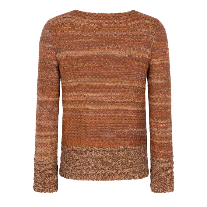 Ginger Merino Blend Tweed Knit Jumper With Cable Details - Brown Blend from STUDIO MYR