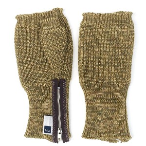 Earl Mens Fingerless Gloves Rib Knit Merino Blend With Sturdy Zippers - Mustard Mix from STUDIO MYR