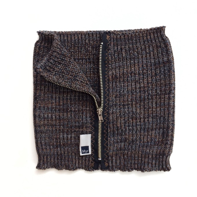 Sir Rib Knit Merino Blend Cowl with Zipper – Grey Mix from STUDIO MYR