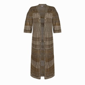 Dogon Linen Blend Tribal Jacquard Knitted Kimono Cardigan - Black/Neutrals Blend from STUDIO MYR