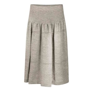 Mouse Merino Bohemian-Chic Knitted Swirly Midi Skirt With Lace Details - Natural Grey from STUDIO MYR