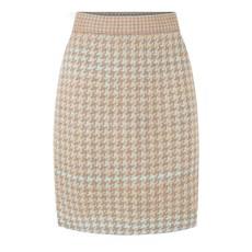 Fair Pied-De-Poule Jacquard Knit Merino Blend Pencil Skirt - Beiges With Blue via STUDIO MYR