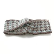 Fair Pied-De-Poule Jacquard Knit Merino Blend Hairband - Beiges With Blue via STUDIO MYR