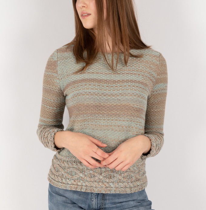 Fair Merino Blend Tweed Knit Jumper With Cable Details - Beiges Blend from STUDIO MYR