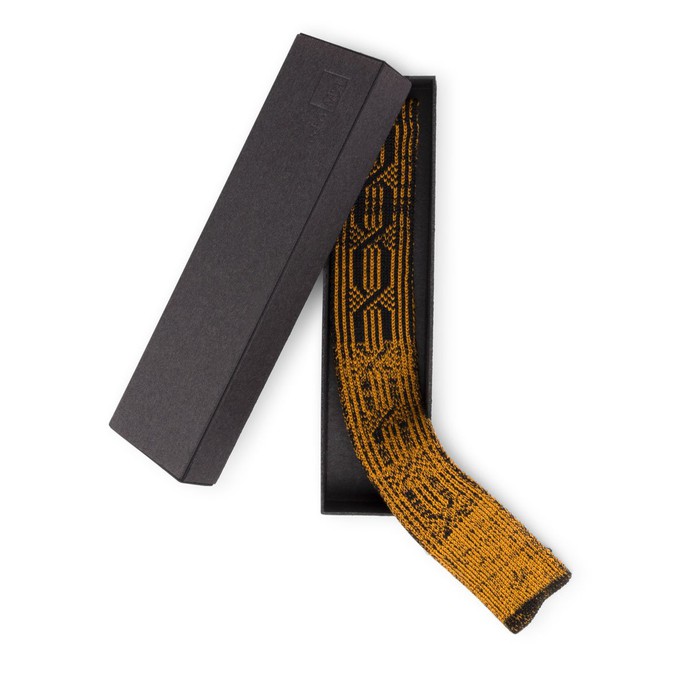 Wood Gradient Graphic Jacquard Knitted Cotton Tie - Mustard With Black from STUDIO MYR
