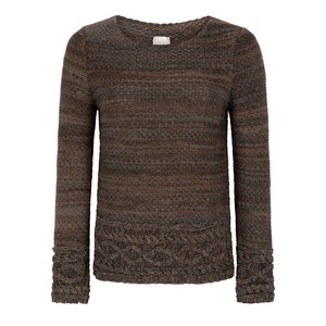 Raven Merino Blend Tweed Knit Jumper With Cable Details - Grey Blend from STUDIO MYR