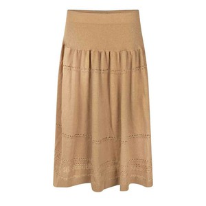 Honey Merino Bohemian-Chic Knitted Swirly Midi Skirt With Lace Details - Honey from STUDIO MYR