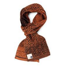 Rust Gradient Graphic Jacquard Knit Cotton Scarf - Black With Rust Brown via STUDIO MYR