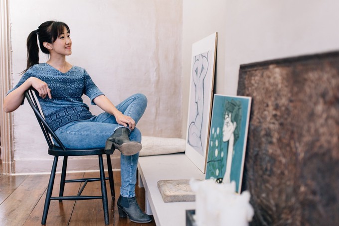 Denîmes Gradient Graphic Jacquard Cotton Jumper - Dark With Light Blue from STUDIO MYR