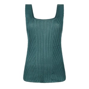 Florentina Rib Knitted Square Neck Mercerised Cotton Tank Top - Teal Blue from STUDIO MYR