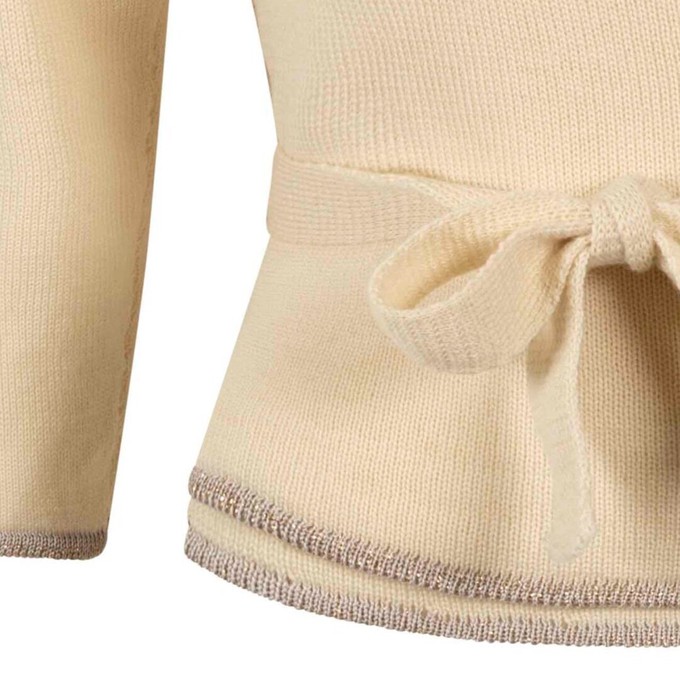 Pearl Merino Wrap Top With Grey Lurex Detail - Wool White from STUDIO MYR