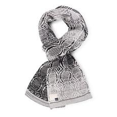 Rock Gradient Graphic Jacquard Knit Cotton Scarf - Black With Grey via STUDIO MYR