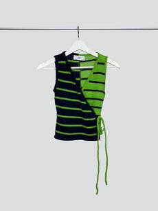 Wrap top - navy/green - XS/S from Studio Selles