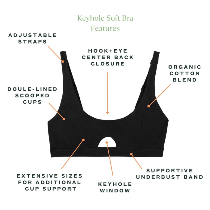 Organic Cotton Keyhole Soft Bra in Carbon from Subset