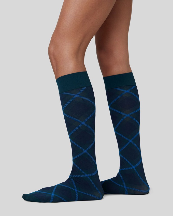 2-pack Franka Check & Solid Knee Highs from Swedish Stockings