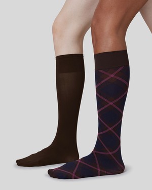 2-pack Franka Check & Solid Knee Highs from Swedish Stockings
