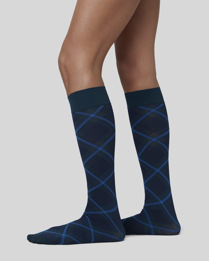 2-pack Franka Check & Solid Knee Highs from Swedish Stockings