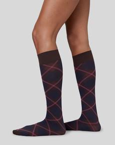 2-pack Franka Check & Solid Knee Highs via Swedish Stockings