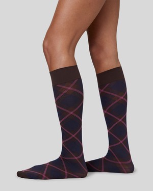 2-pack Franka Check & Solid Knee Highs from Swedish Stockings