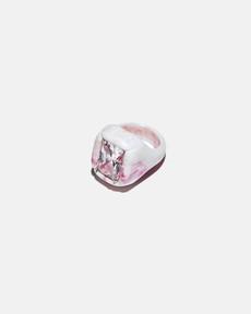 terrible studio*monthly schedule recycled plastic stone ring_pink via terrible studio