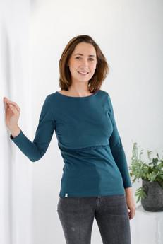 Organic Long Sleeves Breastfeeding Top in Tidal Teal *Clearance* from The Bshirt