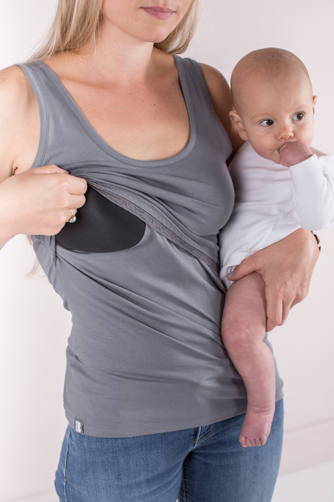 Organic Breastfeeding Vest in Storm Grey from The Bshirt