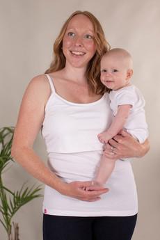Organic Breastfeeding Strappy Vest in White from The Bshirt