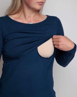 Organic Long Sleeves Breastfeeding Top in Navy from The Bshirt